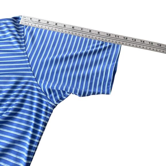 Trump National Los Angeles Polo Shirt Men’s Large Blue Striped Golf F&G Tech - Picture 9 of 10